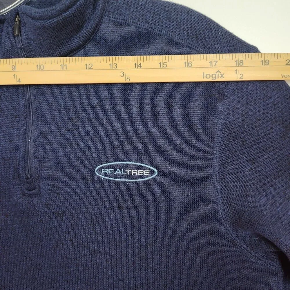 RealTree 1/4-Zip‎ Sweater Men's M Dark Blue long Sleeves Embroidered Logo